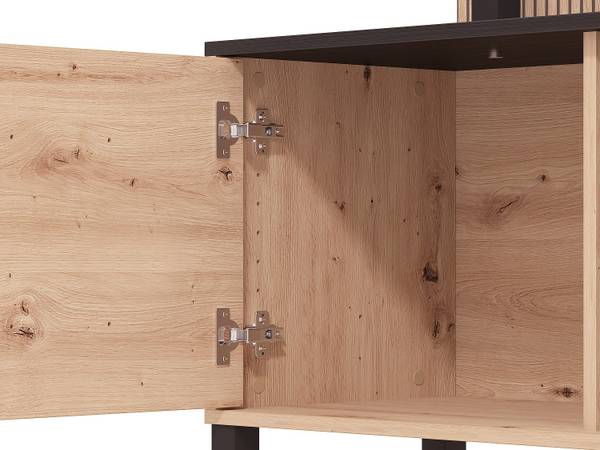 TV-Wand NUJA Schwarz - Braun - Holz teilmassiv - 208 x 167 x 40 cm
