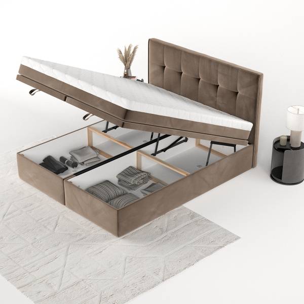 Boxspringbett ARIVO mit Stauraum Paros Braun - Liegefläche Breite: 140 cm