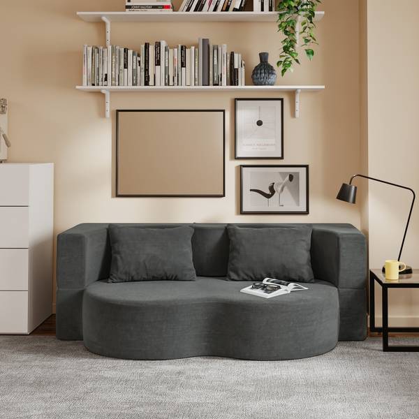 Schlafcouch FST101-DG Grau - Cord - Polyester - 107 x 32 x 177 cm