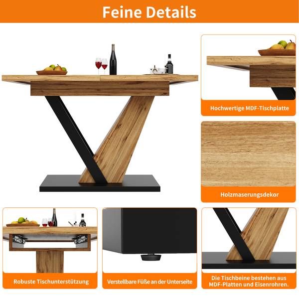Esstisch Ausziehbarer VERTEXNEXXX Braun - Holzwerkstoff - 120 x 76 x 75 cm