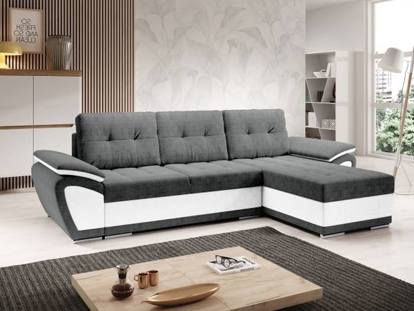 Ecksofa Enzo Weiß - Webstoff - 267 x 97 x 156 cm
