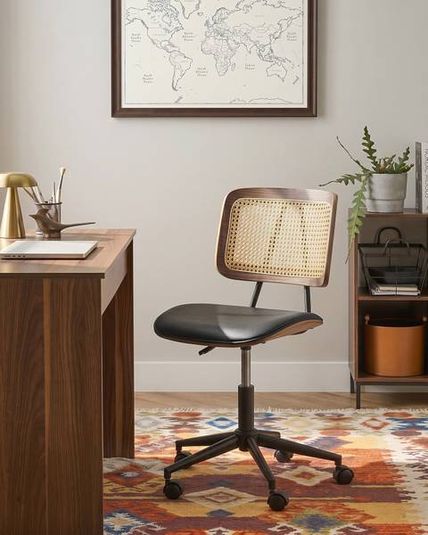 Bürostuhl ARDO Schwarz - Braun - Kunstleder - 55 x 80 x 55 cm
