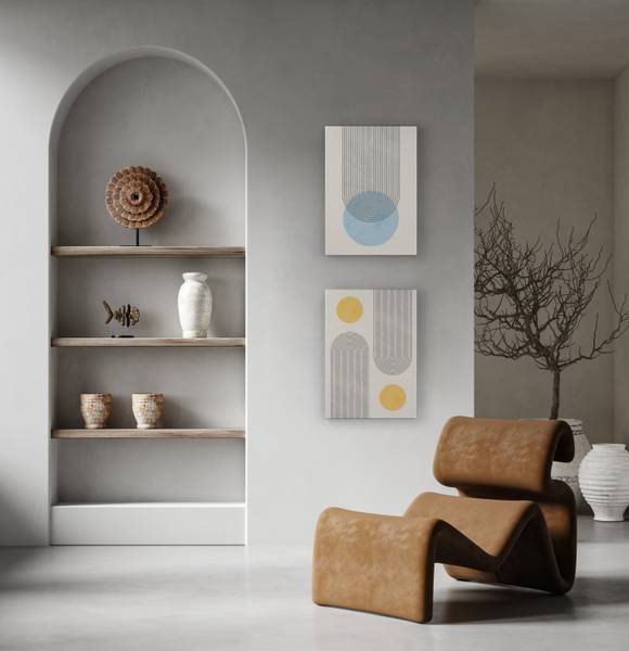 Leinwand 60x40 Gelb geometrisch Polyester - 3 x 60 x 40 cm