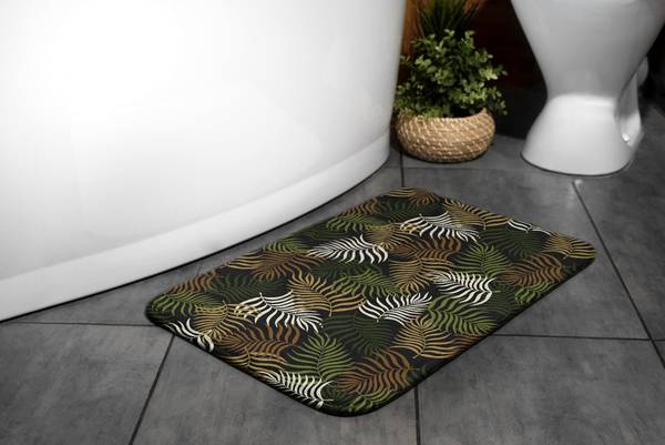 Badteppich Pflanzenmuster Grün - Textil - 90 x 60 x 90 cm