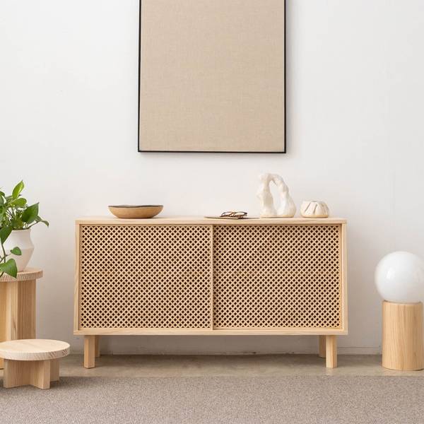Sideboard Granadella 2 Türen Unlackiert Braun - Kiefer - 120 x 65 x 35 cm