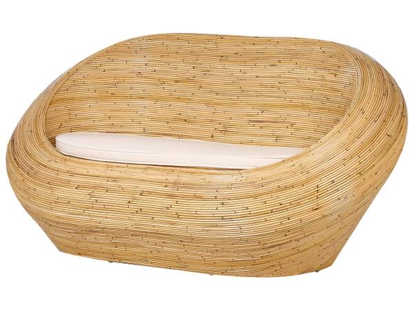 Canapé de jardin MAIORI Beige - Bleu - Rotin - 180 x 88 x 110 cm