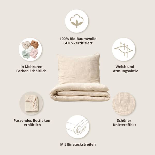 Bettwäsche Set BEIGE 2 tlg Beige - 120 x 150 cm