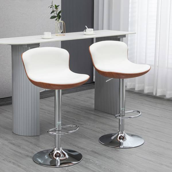 Tabourets de bar 835-224V00CW, lot de 2 Blanc - Cuir synthétique - 46 x 106 x 50 cm