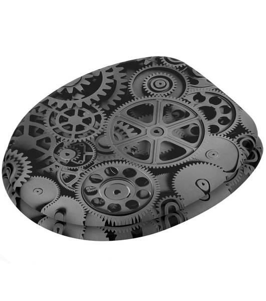 WC-Sitz mit Absenkautomatik Gears Grau - Holzwerkstoff - 38 x 6 x 47 cm