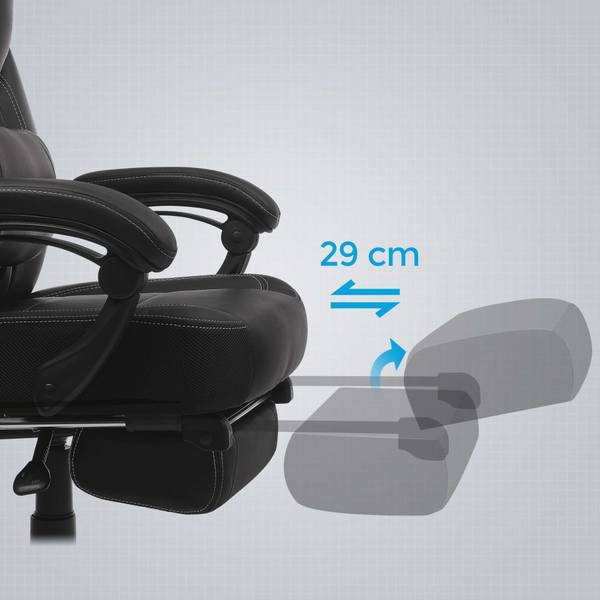Gaming Stuhl Schreibtischstuhl Baidoa Schwarz - Kunstleder - 64 x 128 x 70 cm