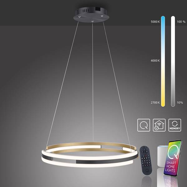 LED Pendelleuchte Q-BELUGA Smart Home Messing - Aluminium - 60 x 120 x 60 cm