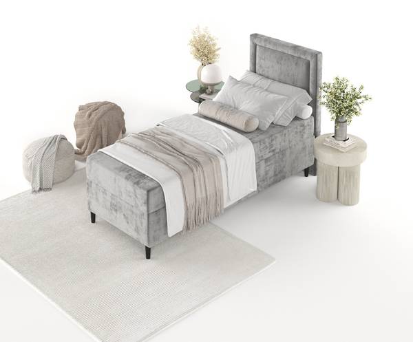 Boxspringbett Kallista Grau - H2 - Liegefläche Breite: 90 cm