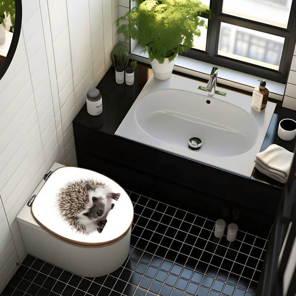 WC-Sitz mit Absenkautomatik Igel Weiß - Bambus - Holzwerkstoff - 38 x 5 x 49 cm