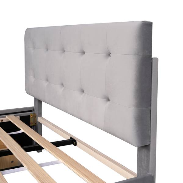Polsterbett Apollo Ⅲ Grau - Polyester - Samt - Kiefer - Stahl - 149 x 106 x 210 cm