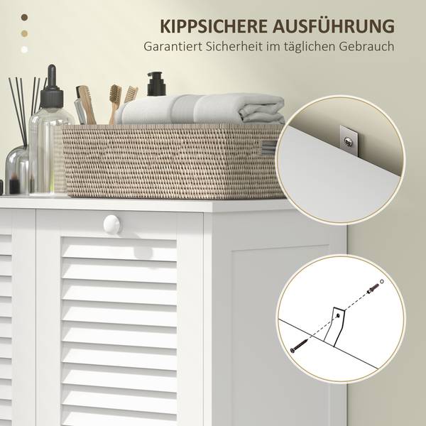 Wäscheschrank 834-797V90WT Weiß - Holzwerkstoff - 38 x 73 x 70 cm