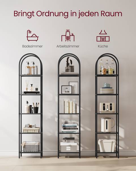 Bücherregal Binni Schwarz - Glas - 40 x 183 x 30 cm