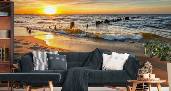 Fotobehang STRAND Zonsondergang 3D 460 x 300 x 300 cm
