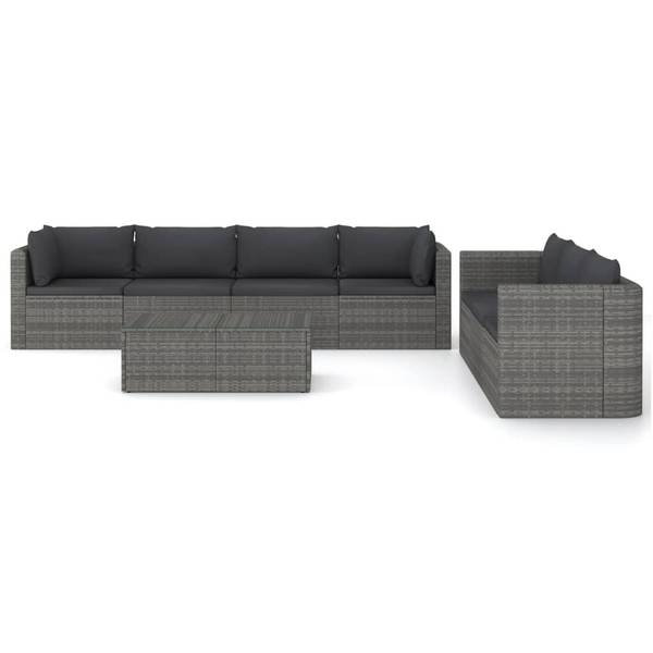 Garten-Lounge-Set 3059494 8-teilig Grau - Polyrattan - 68 x 63 x 72 cm