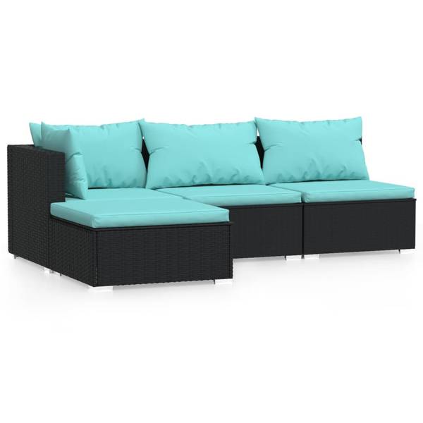 Garten-Lounge-Set 3013632-29 (4-teilig) Schwarz - Blau - Polyester - Stahl - 70 x 30 x 70 cm