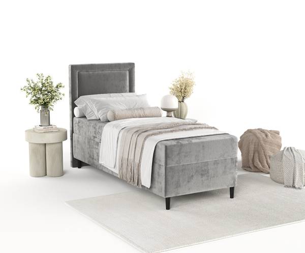 Boxspringbett Kallista Grau - H2 - Liegefläche Breite: 90 cm