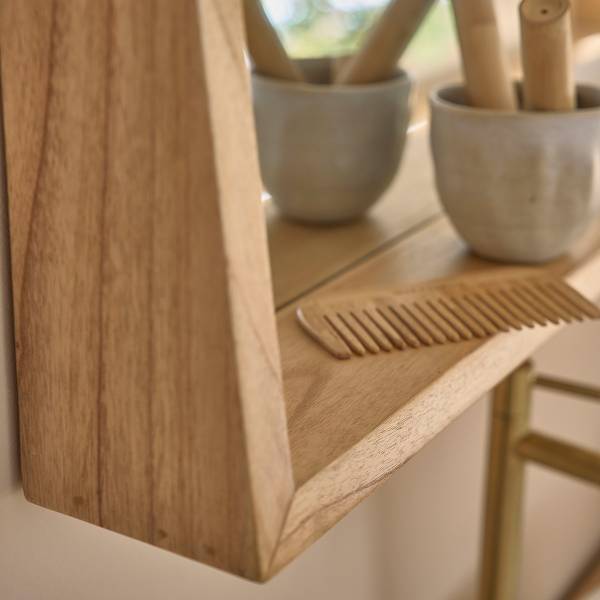 Spiegel FIFTIES Beige - Massivholz - 135 x 67 x 12 cm