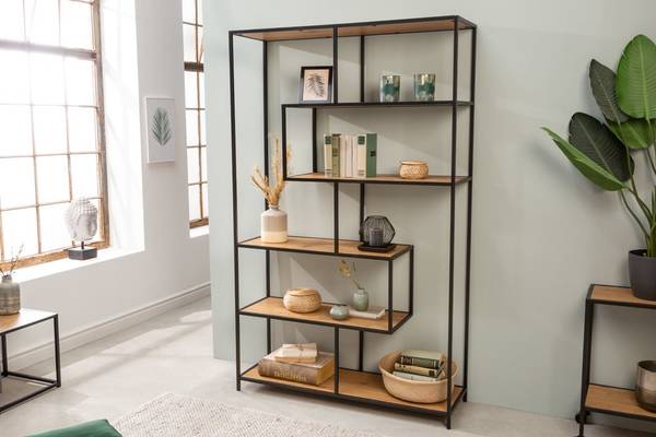 Regal SLIM LINE Schwarz - Braun - Holz