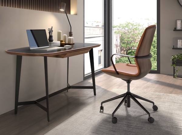 Siège de bureau pivotant 4219 Marron - Cuir synthétique - 59 x 94 x 61 cm
