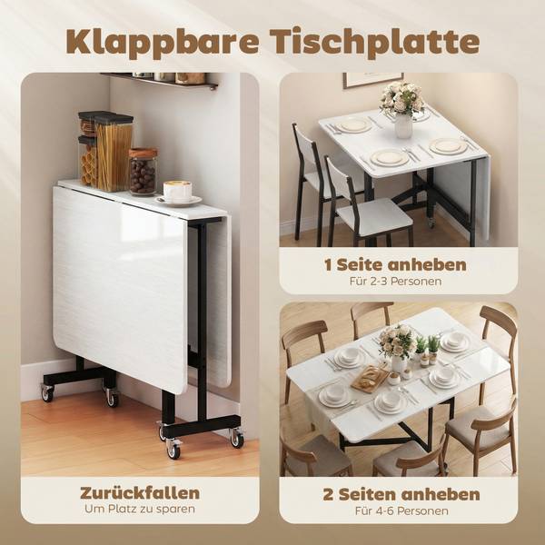 Klappbarer Esstisch 049V81WT Weiß - Metall - 120 x 73 x 80 cm
