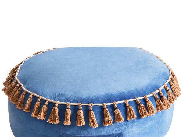 Poef GOTHA blauw - bruin - textiel - 60 x 25 x 60 cm