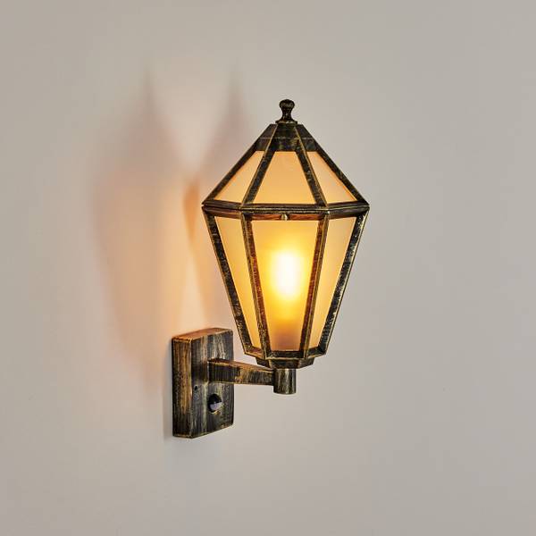 Außenwandleuchte Mondavio Schwarz - Gold - Weiß - 24 x 24 cm