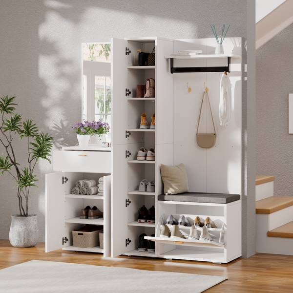 Kledingkastset LucyDiana wit - plaatmateriaal op houtbasis - 36 x 180 x 150 cm
