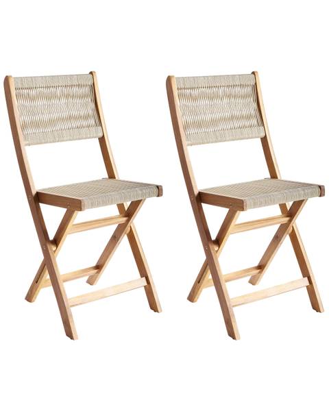 Set van 2 tuinstoelen PROSSEDI beige - bruin - bamboe - 42 x 84 x 50 cm