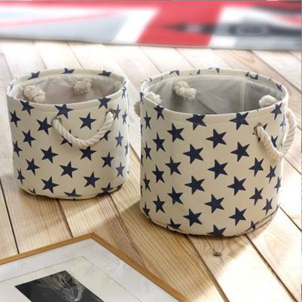 Lot de 2 Paniers toile 21674 Blanc - Tissu - 28 x 24 x 28 cm