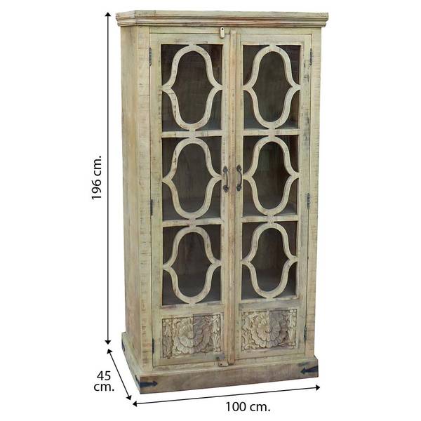 Vitrine 4523316638 Beige - Massivholz - 100 x 196 x 45 cm