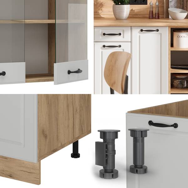 Complete keukeneenheid R-Line 53293 landelijke eikenhouten look - eikenhouten look - zuiver wit