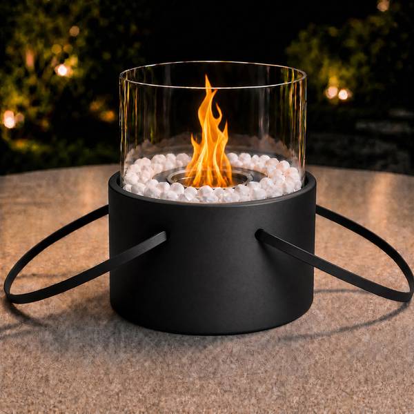 Tischkamin|Tischfeuer|Ethanolkamin Nypon Schwarz - Metall - 16 x 17 x 16 cm