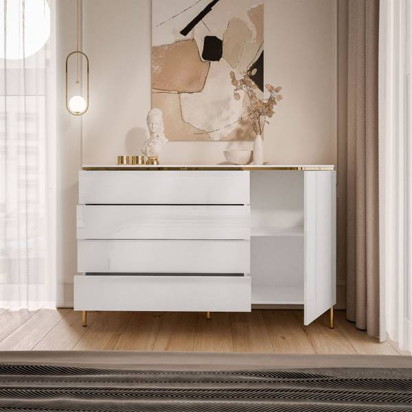 Kommode AURORA Weiß - Holzwerkstoff - 140 x 90 x 40 cm