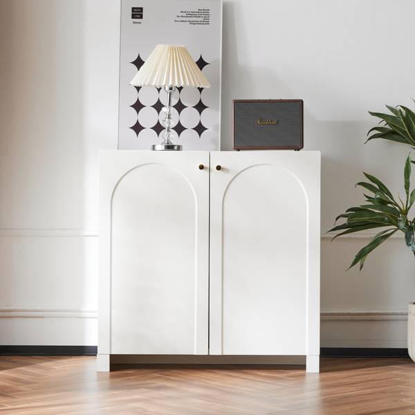 Zijkastje ArcLucy Ⅱ wit - plaatmateriaal op houtbasis - 80 x 80 x 40 cm