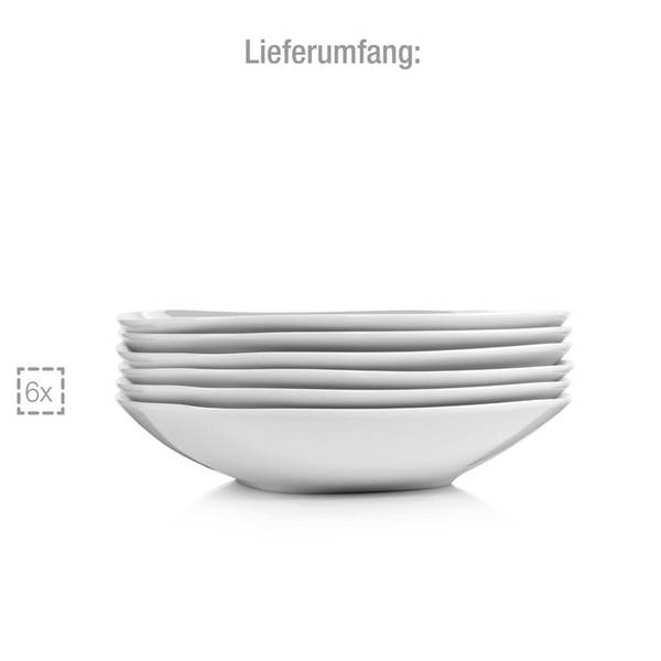 6-tlg. Suppenteller Bilgola Weiß - Porzellan - 14 x 28 x 26 cm