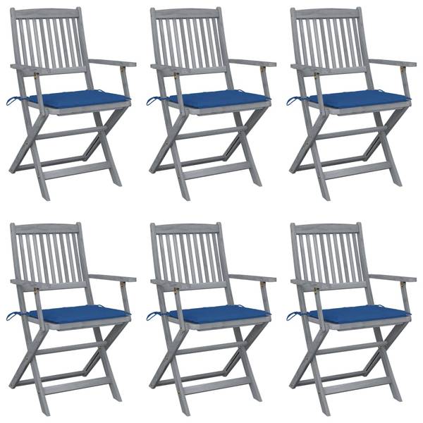 Tuinstoel 3009164 set van 6 blauw - acacia - 57 x 91 x 54 cm
