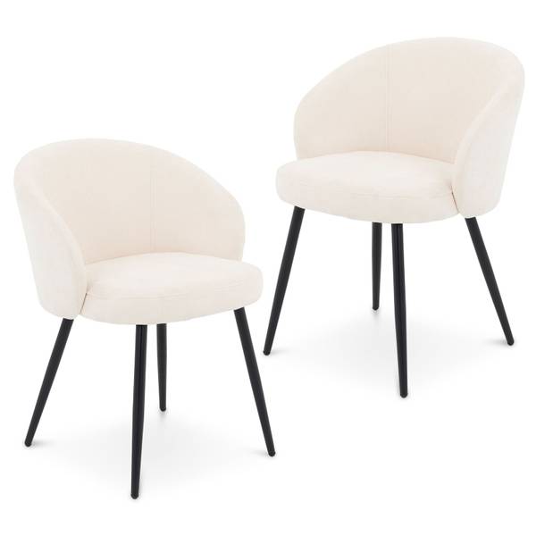 Esszimmerstühle KURSI (2er-Set) Weiß - Webstoff - 57 x 77 x 60 cm