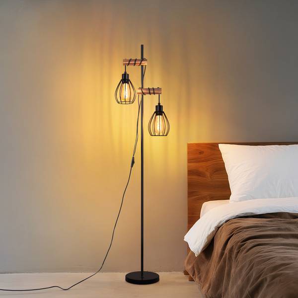 Lampadaire Ellis II Noir - Métal - 23 x 23 x 152 cm