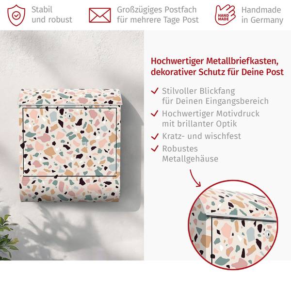 Briefkasten Napoli Mosaic Pink - Stahl - 39 x 46 x 13 cm