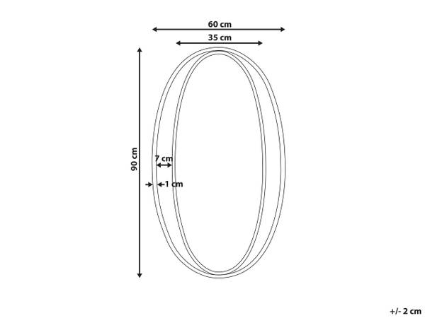 Miroir BESSON Doré - Métal - 55 x 90 x 3 cm