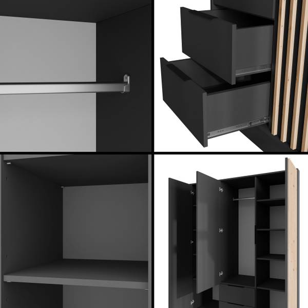 Kleiderschrank NELIA Graphit - Breite: 150 cm