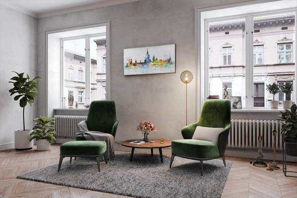 Tableau peint à la main Warsaw Urbain Coton - 120 x 60 x 4 cm