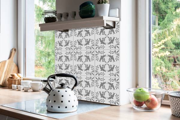 Zelfklevende Tegels Avis set van 9 grijs - polyester-PVC - 30 x 30 x 0 cm