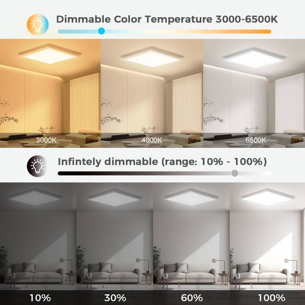 LED Panel Deckenleuchte PA1021 2er-Set Weiß - Metall - Kunststoff - 51 x 7 x 51 cm