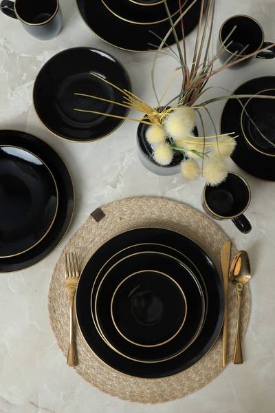 Ensembles de vaisselle Ege Black x30 Noir - Céramique - Hauteur : 2 cm