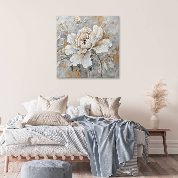 Canvas schilderij Bloem 30 x 30 cm